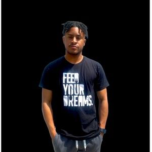 Black tshirt and white letters